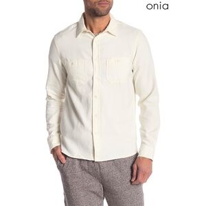 ONIA NWT LIAM CHEST PATCH POCKET SLIM COTTON BRUSH SOLID WHITE SHIRT. SIZE M